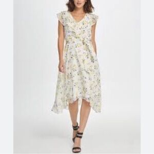 NWT DKNY floral dress hi-lo ruffle size 12